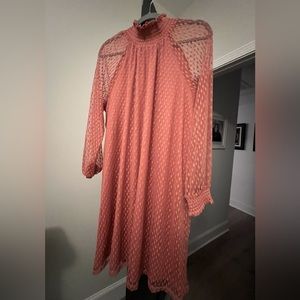 Nina Leonard Lace Mockneck Trapeze Dress